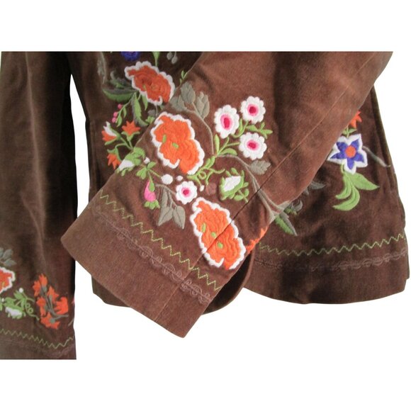 Vintage Yank Americano Embroidered Brown Velvet Western BoHo Jacket Medium GUC - Picture 14 of 16